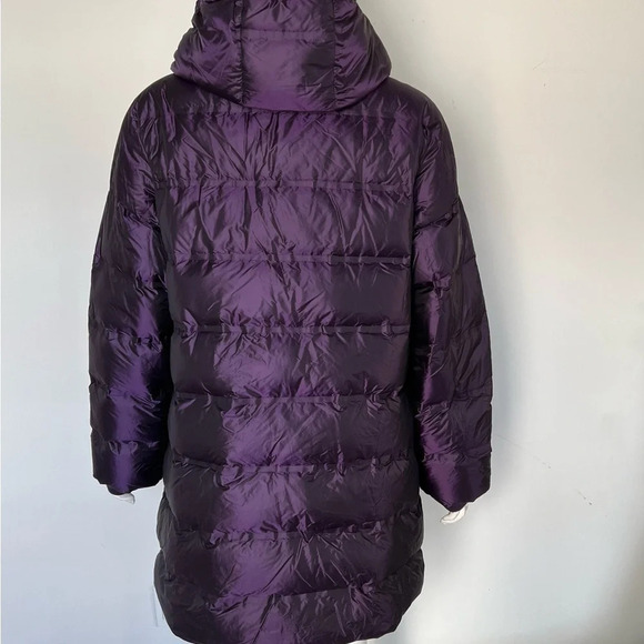 Zara water repellent down filled purple quilted coat with hood Size XL NWT - Picture 6 of 16
